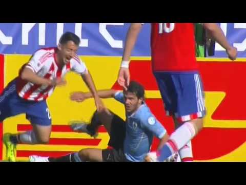 Alvaro Gonzales criminal sliding tackle on opponent | Uruguay v Paraguay Copa America 2015