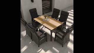 HARTMAN Nova Garten-Essgruppe mit 6 Sesseln, anthrazit/grau/natur, Alu/Polyrattan/Teak, Tisch 150/210 x 90 cm, verstellbare Rückenlehne