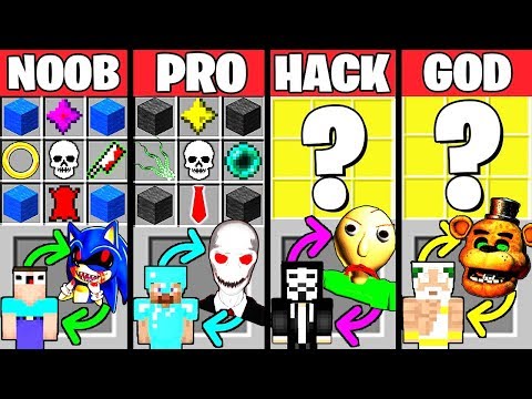 Minecraft Battle: HOW TO PLAY HORROR GAME CRAFTING CHALLENGE NOOB vs PRO vs HACKER vs GOD Animation
