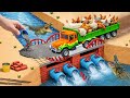 Crocodiles Attack Chickens On The Bridge DIY Mini Tractor Truck Brick Bridge Science Project
