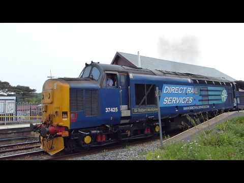 37425 SIr Robert McAlpine/CXoncrete Bob departs Ravenglass
