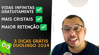 3 DICAS GRÁTIS DUOLINGO 2024 - Vidas Infinitas, Maior Retenção das lições e Como conseguir Cristais