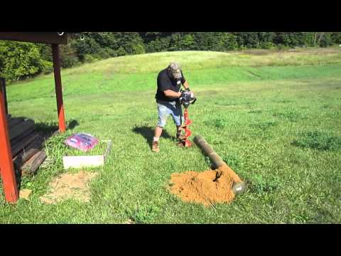 Dave Drilling 2 Holes for Margie's Hitching Post