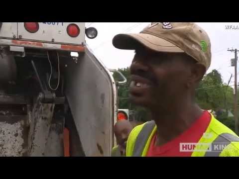 This 2-year-old decided the garbage man is his best friend