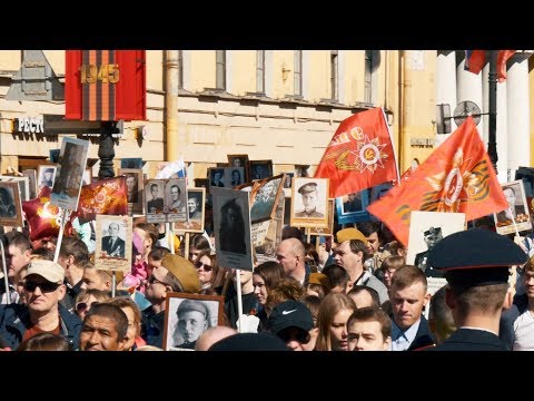 The Immortal Regiment at Victory Day 2019 in St Petersburg, Russia