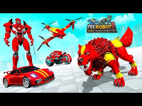 Wolf Robot Drone Transformation: Car Bike Drone Battle Games 2023 - Android iOS Gameplay