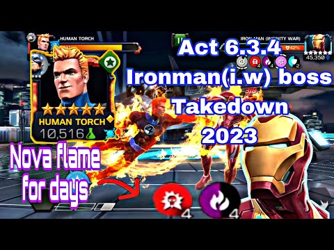 How to easily defeat Act 6.3.4 Ironman (i.w) boss | Nova flame for days 🔥 | mcoc