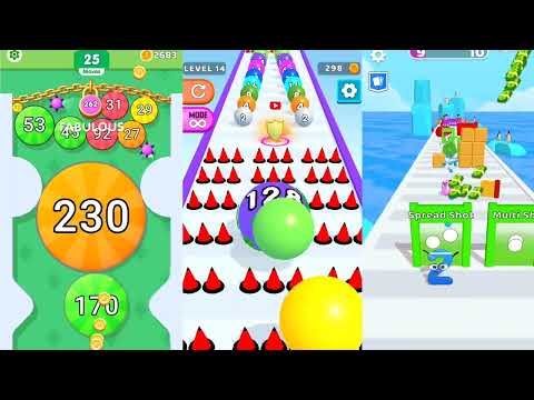 Ball Run 2048 Infinity vs Puff Balloon Up vs Merge Number Run - Asmr Gameplay