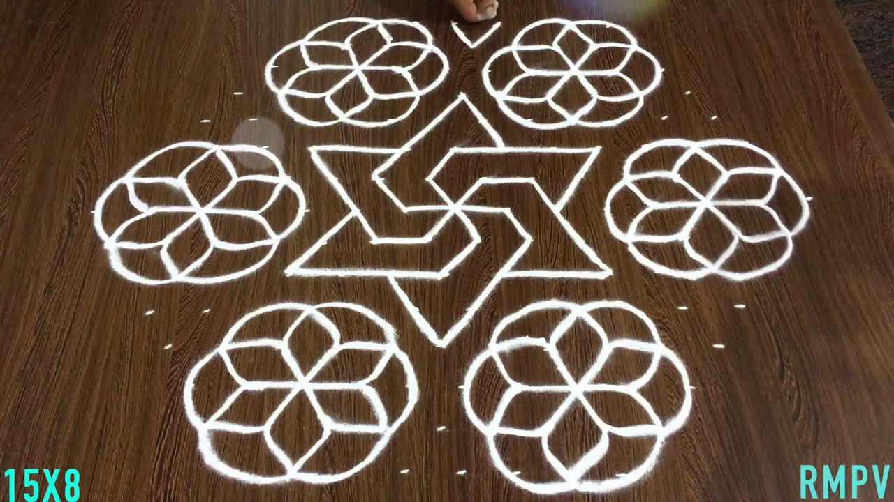 padi dotted rangoli design for beginners