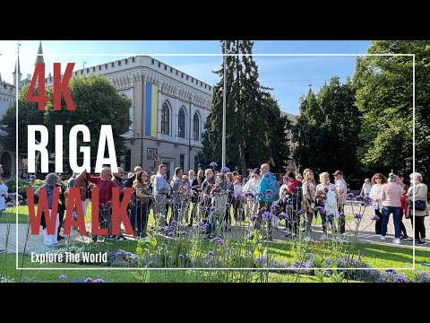 【4K】 Latvia Riga Walk  - UNESCO Old Town Main Streets with City Sounds and Captions