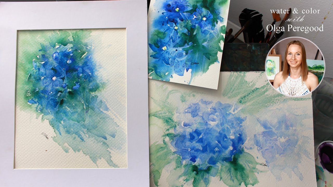 Paint hydrangeas 💙 Blues In Bloom by Olga Peregood 💙 Course Trailer