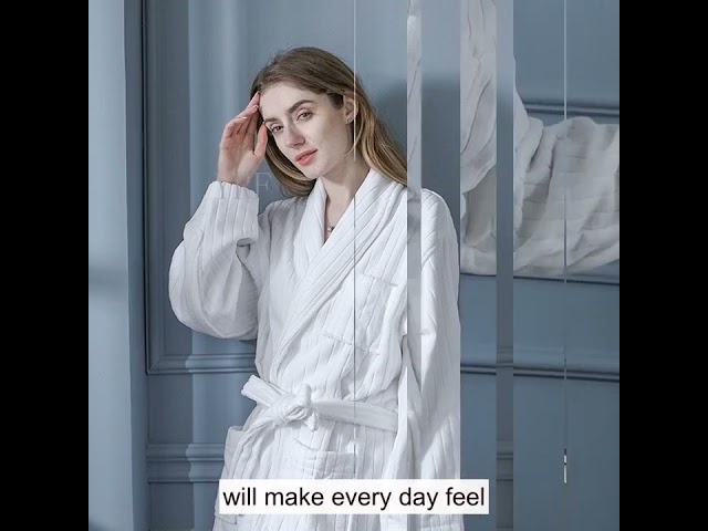 Vídeo relacionado con Ekouaer Albornoces para mujer Bata para mujer bata de baño de punto gofre bata hasta la rodilla Marrón rosado M