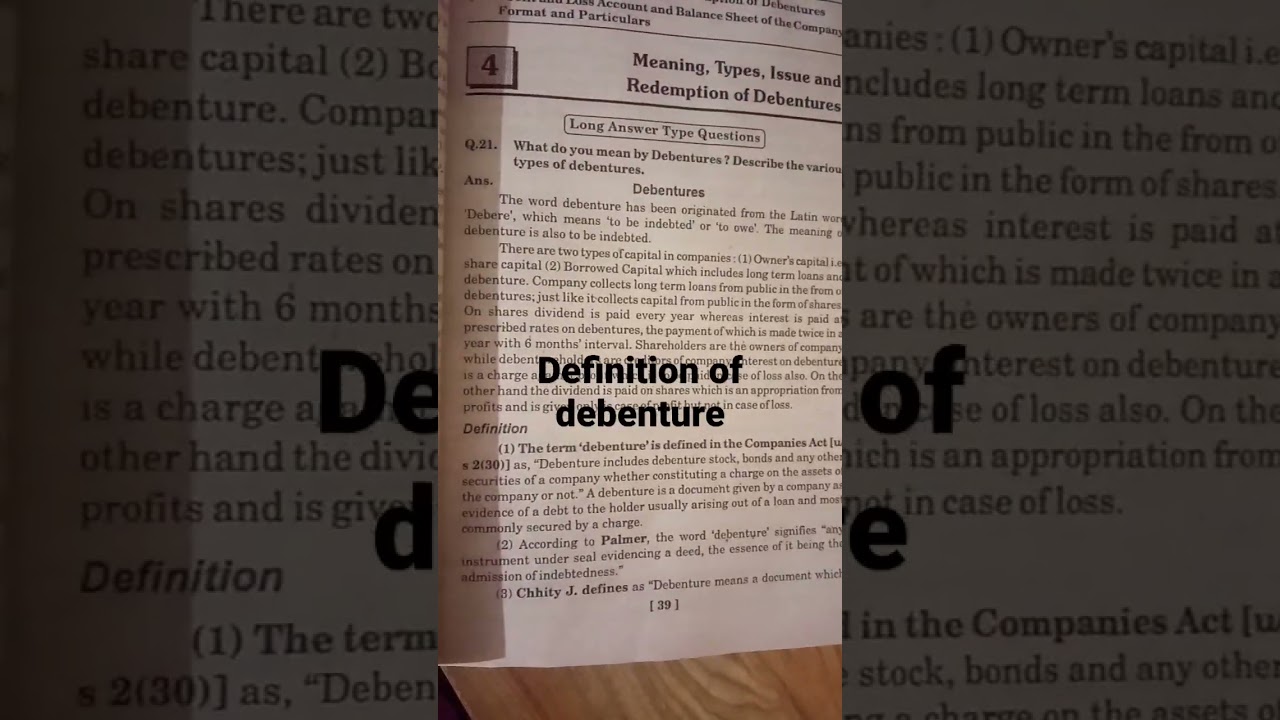 definition of debenture#important #account #bcom #business