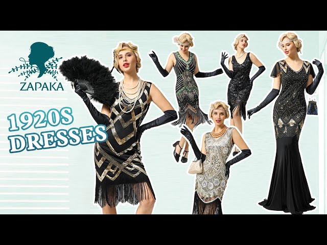 Vídeo relacionado con ArtiDeco 1920s Flapper Vestido con Cuello en V con Flecos y Lentejuelas 20s Vestido Disfraces Gran Gatsby Vestido con Cuentas Vintage XL