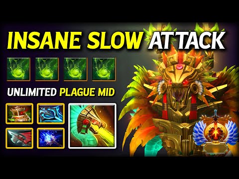 INSANE SLOW ATTACK MID Venomancer | Aghs Scepter + Disperser Build | Unlimited Plague Ward Dota 2