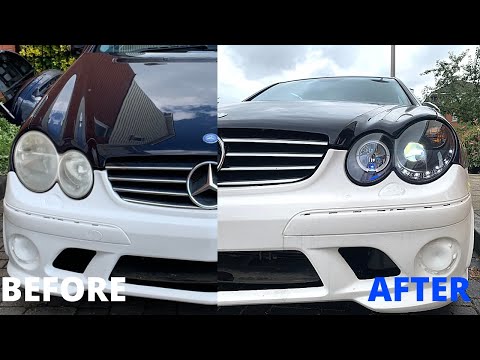 Installing NEW LED Angel Eyes Headlights Mercedes CLK W209 C209 2002 - 2009 How to Remove Headlights