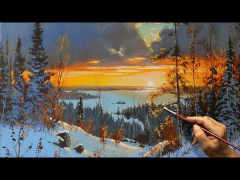 "Quiet Winter Sunset" Acrylic painting. Artist - Viktor Yushkevich. #226