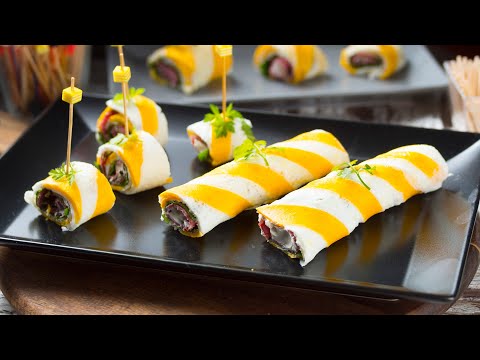 Bicolour Omelette - with spinach, salami and cream cheese