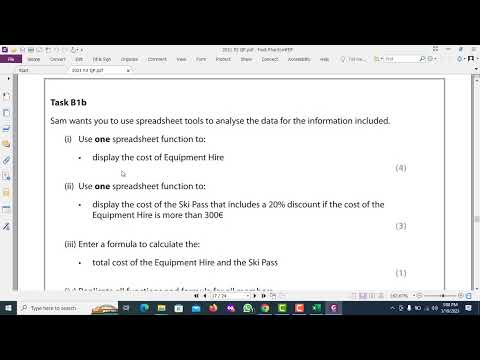 EDEXCEL IGCSE ICT Spreadsheet Question June 2021