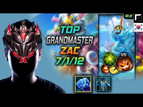 GrandMaster Zac Top vs Gnar - 천상계 탑 자크 서리불꽃 여진 - LOL KR 12.8