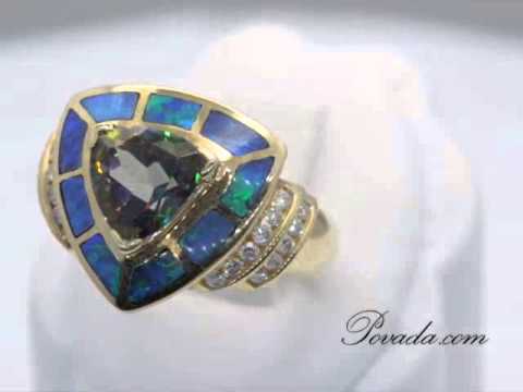 Mystic Topaz Opal and Diamond Gemstone Ring in Yellow Gold [GR1640]
