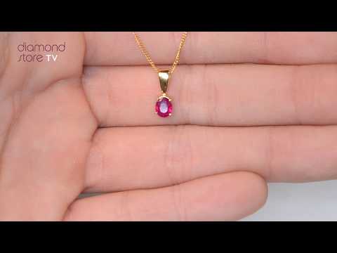 FER23 T - Ruby 5 x 4mm 18K Yellow Gold Pendant