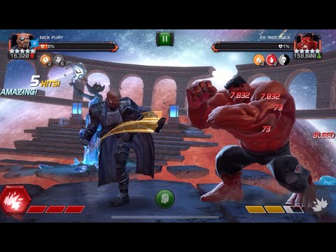 Highest Damage Champ in Marvel Contest of Champions, Nick Fury. Labyrinth of Legends Red Hulk down!