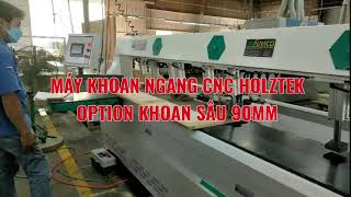 Máy khoan ngang CNC-2500FZ có thể khoan sâu đến 90mm, làm được ổ khoá cửa đi