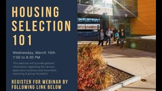 Housing Selection 101: Roommate Matching Webinar (2021-2022)