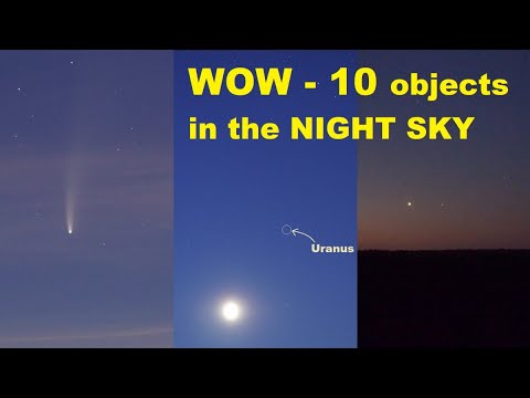 10 interesting objects in the night sky at the same time!! 6 Planets, Comet, Galaxy, Moon and ISS!!