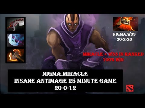 Nigma.Miracle [AntiMage] + Nigma.W33 [Mars] In Ranked Match Total 40 Kills in 25 Mins| 7.25 Dota 2