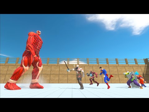 Colossal titan 1 vs 2 superhero Animal Revolt Battle Simulator