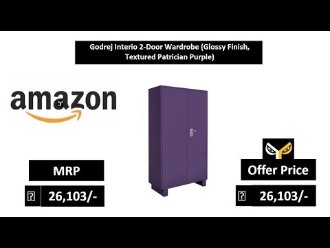 Godrej Interio 2-Door Wardrobe (Glossy Finish, Textured Patrician Purple)