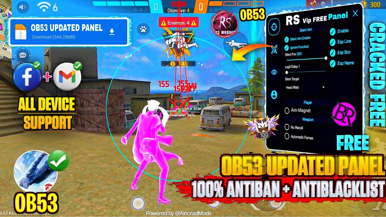 ⚡Free Fire OB53 AIM kill mod menu free☠️new rank season FF hack🔥BR MOD,HAXX-CKER PRO V16, HG CHEAT⚔️