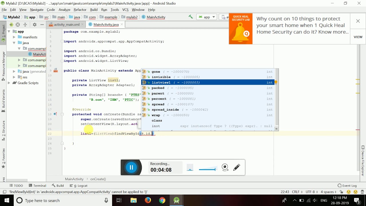 Android Lab 2 (RCU Syllabus)