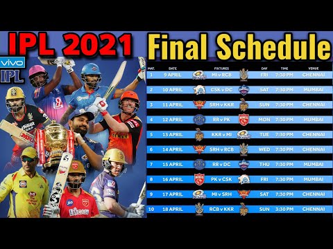 VIVO IPL 2021 Final Schedule | IPL 2021 Full Schedule | IPL 2021 All Matches Confirmed Schedule