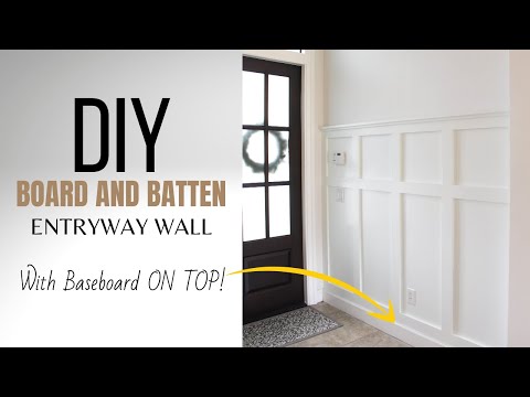 DIY Board And Batten Wall Paneling In Entryway {With Baseboard ON TOP}