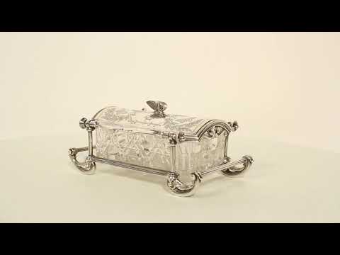 Antique Elkington & Co Silver Plated & Cut Glass Butter Dish