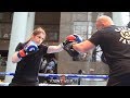 KATIE TAYLOR SHOWS OFF HER SPEED AND ACCURACY DURING HER OPEN WORKOUT IN NYC - JOSHUA VS RUIZ