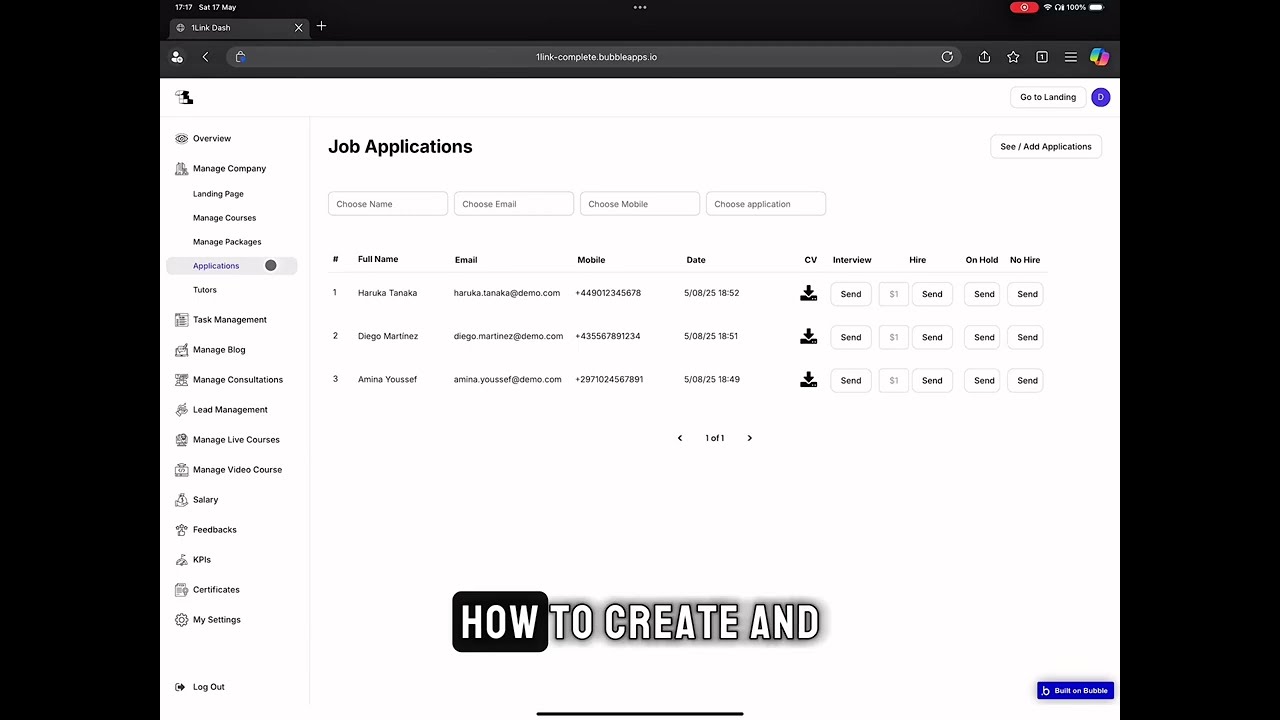 How to Create & Receive Job Applications with 1Link | AI Automation Engineer Hiring Example