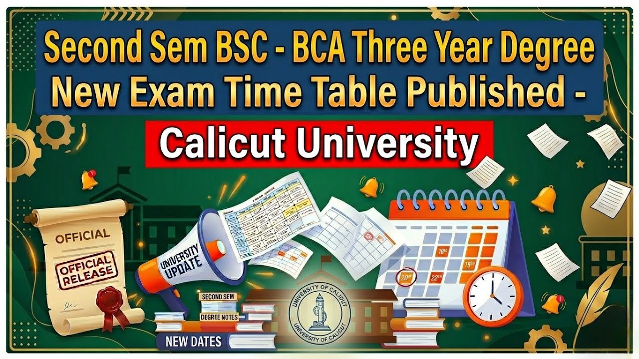 BSC BCA Second Sem Timetable published #calicutuniversity #secondsemester #examtimetable