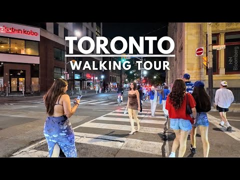 Downtown Toronto Night Walk Summer 2024 | 4K Nightlife in Toronto
