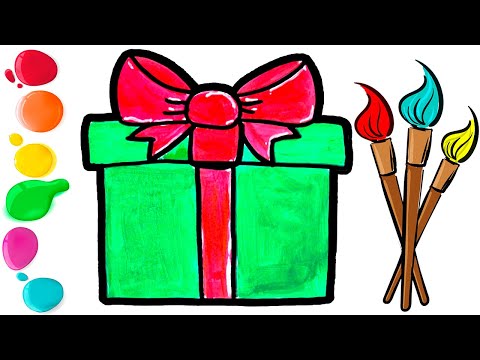 Bolalarga katta sovg'a chizish / How to draw a big gift | Рисование подарок для детей