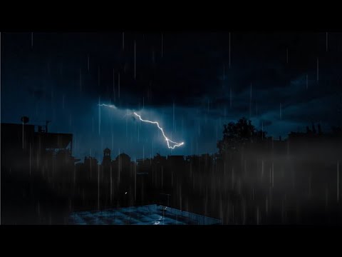 The sound of a strong storm (8 hours) Sleeping rain ☂️