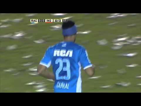 Cabral se animó de volea. Racing 0 - Independiente 0. Fecha 12. Primera División 2016.