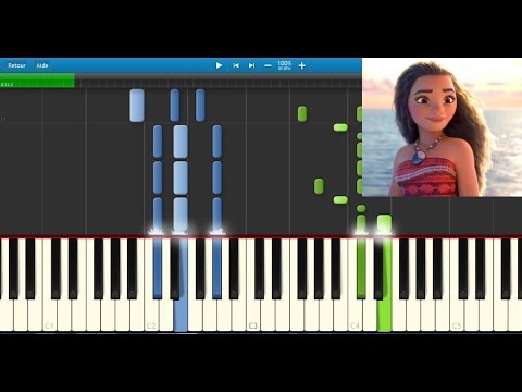 Vaiana (Moana) - Le bleu lumière - Karaoke / Piano synthesia tutorial (+ lyrics & Sheet music)