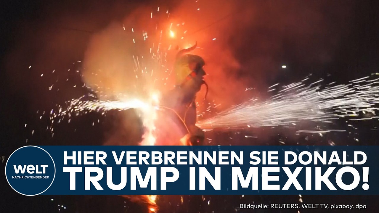 OSTERN IN MEXIKO: Judasfiguren gehen in Flammen auf – Auch Trump landet im Osterfeuer