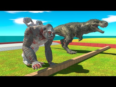Dinosaurs vs Primates Race with Jet Engines - Animal Revolt Battle Simulator