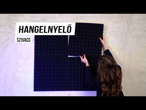 Hangelnyelő szivacs, 50x50cm, piramis, világos sárga, öntapadós - Videó