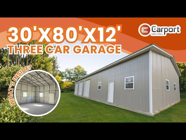 30’ x 80’ x 12’ Triple Wide Metal Garage